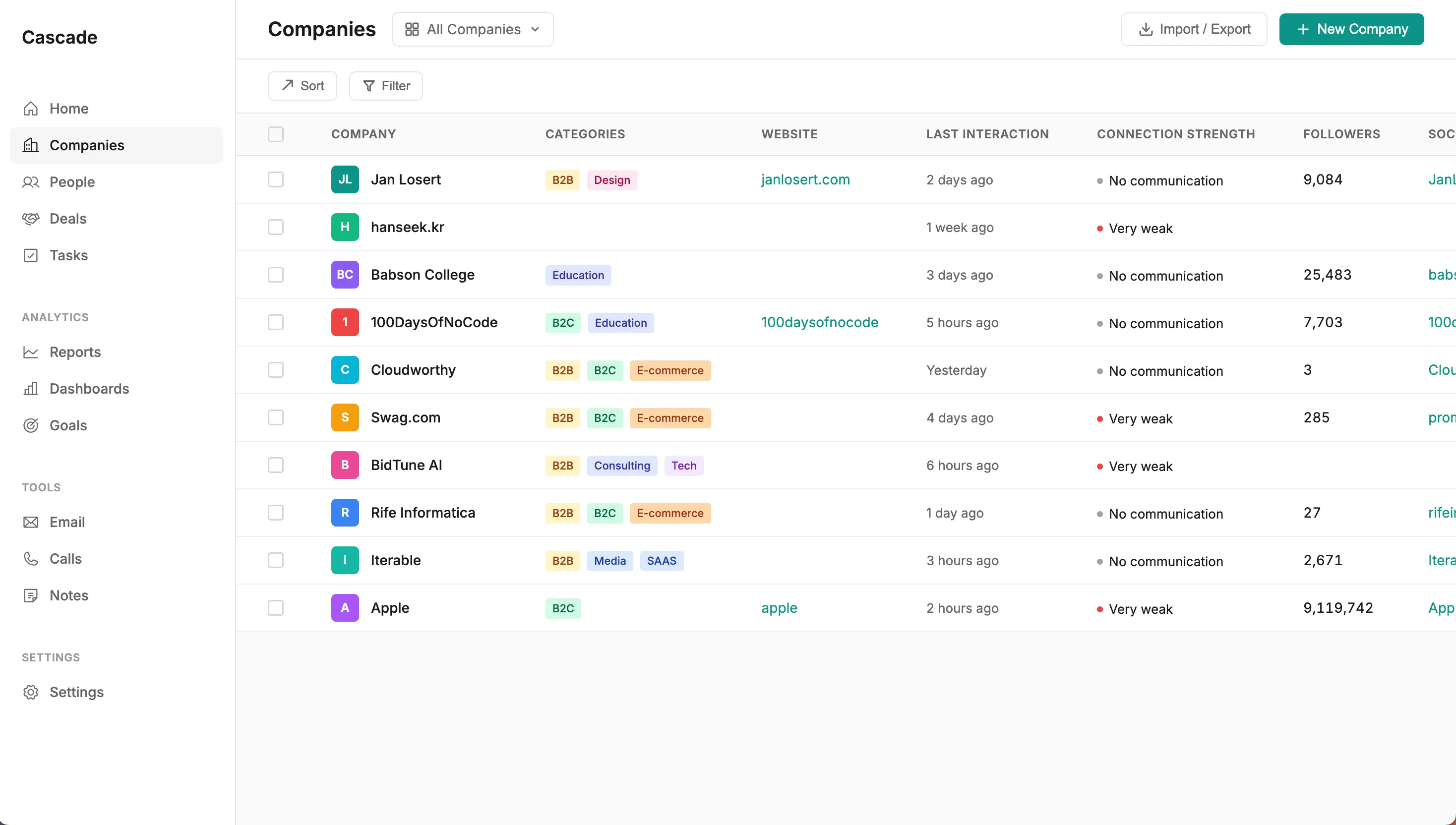 CRM screenshot 2