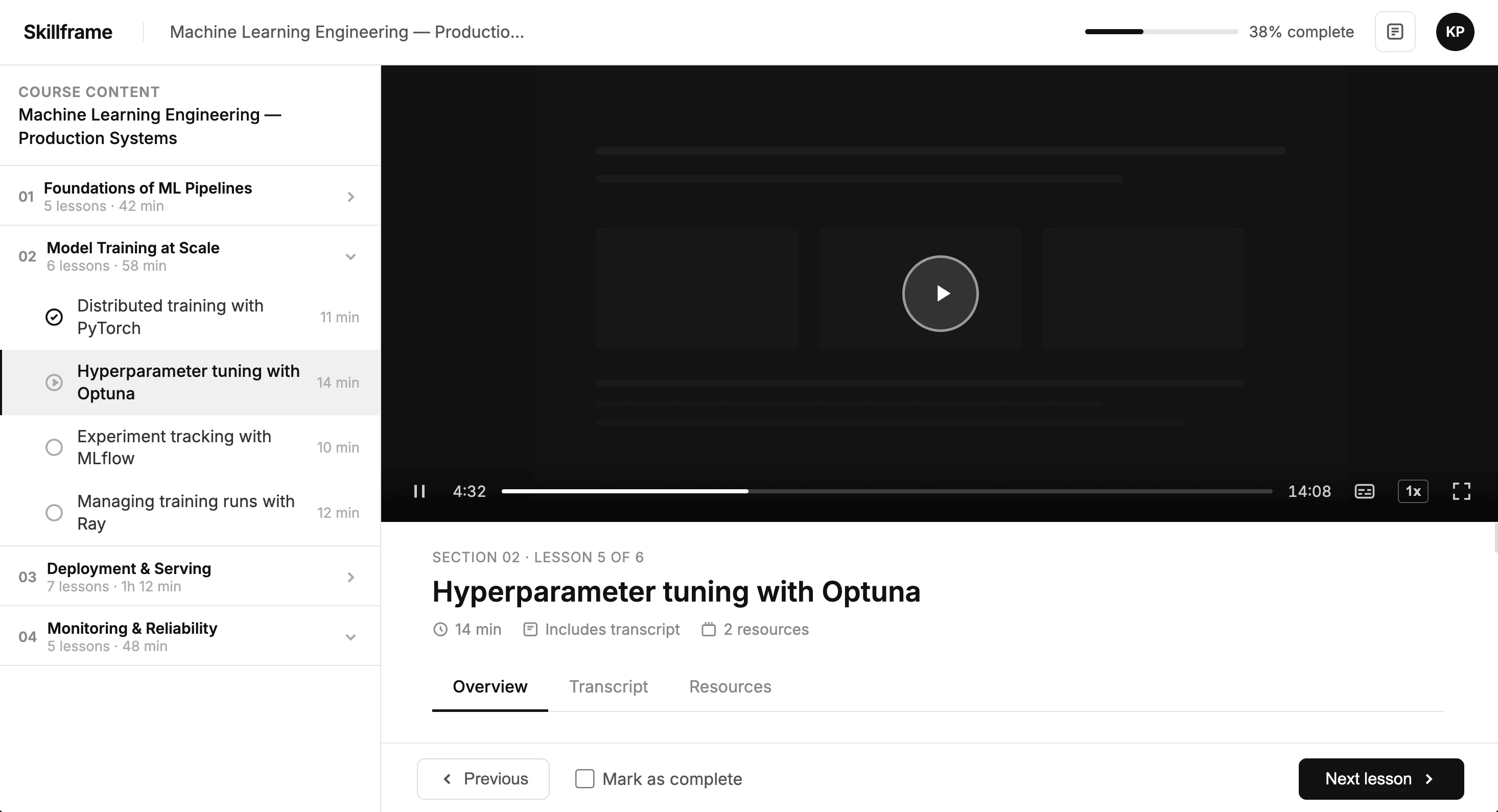 Learning platform screenshot 3