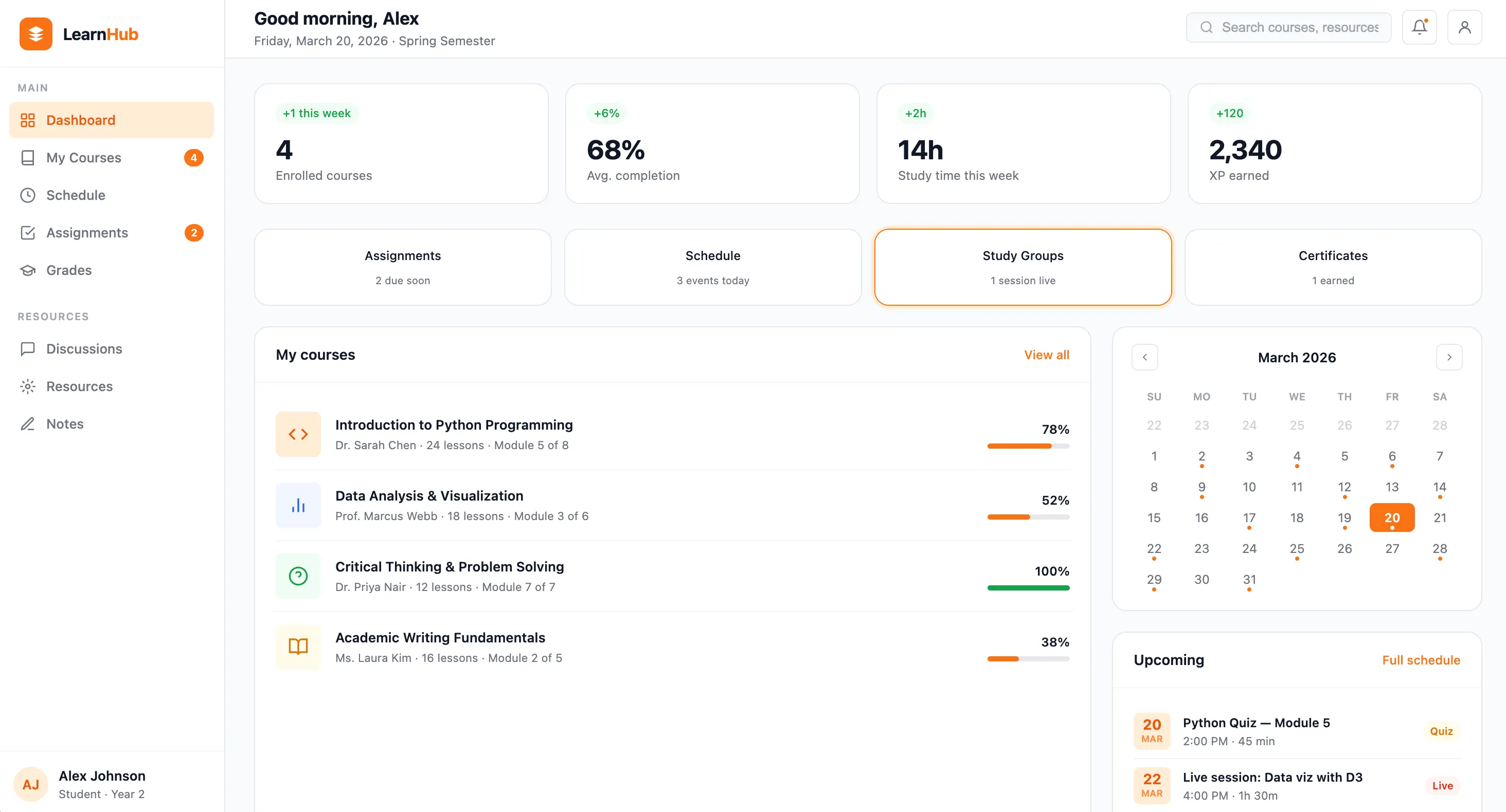 Learning platform screenshot 8